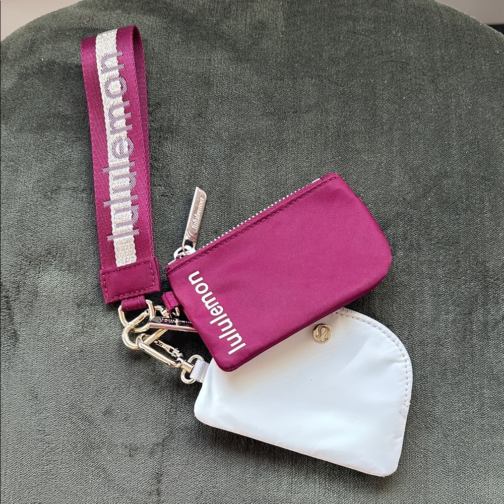 Lululemon Athletica Burgundy and White Dual Pouch Wristlet
